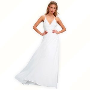 Lulus Madalyn White Lace Maxi Dress Bridal XL New